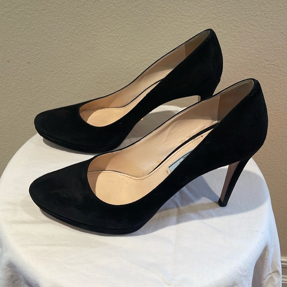 Prada platform suede shoes